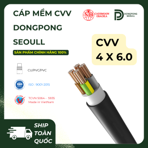 CÁP MỀM DONG PONG SEOULL CVV 4x6.0 300/500v Cu/PVC/PVC Đen