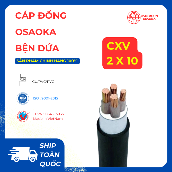 Cáp Đồng CXV 2x10 ( 7 Sợi - Cáp Treo Bện Dứa ) OSAOKA