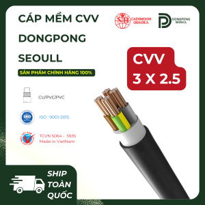 CÁP MỀM DONG PONG SEOULL CVV 3x2.5 300/500v Cu/PVC/PVC Đen