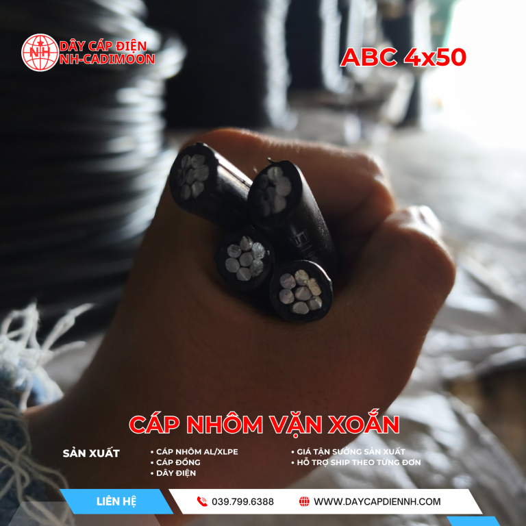 Hình ảnh thực tế Cáp nhôm vặn xoắn ABC 4×50 NH CADIMOON