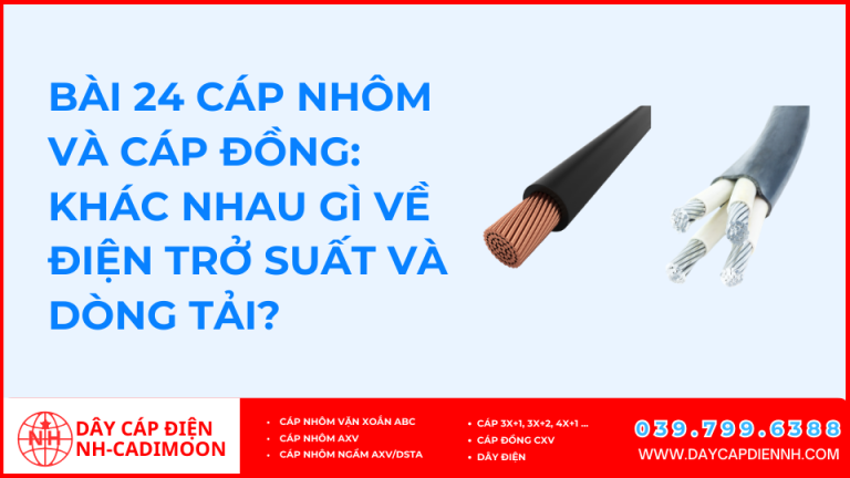 Bài 24 Cáp nhôm và cáp đồng: khác nhau gì về điện trở suất và dòng tải?